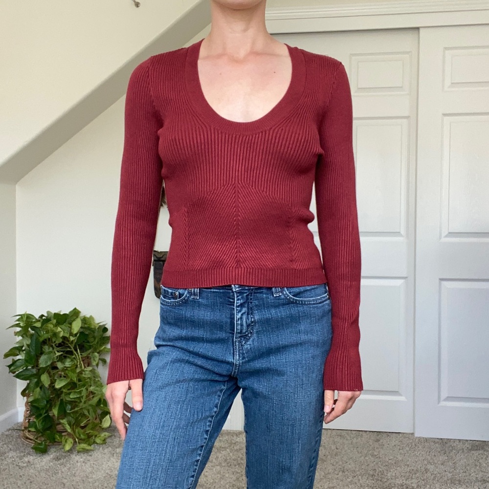NWT Abercrombie & Fitch maroon long sleeve top